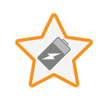 recommend clip art: Isolated  line art star icon with a battery