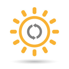 Isolated  line art sun icon with a round recycle sign