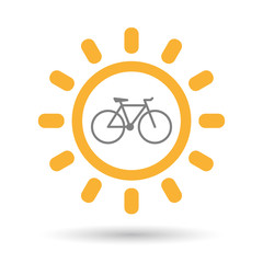 Isolated  line art sun icon with a bicycle