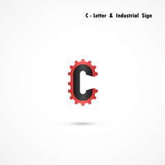 C-letter and gear icon design vector template.C-alphabet vector