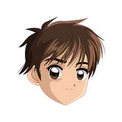 flat design anime style boy icon vector illustration