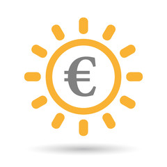 Isolated  line art sun icon with an euro sign