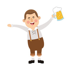 flat design bavarian man with beer icon vector illustration