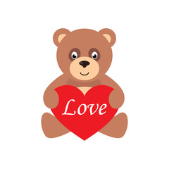 cartoon teddy sitting with hear