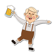 flat design bavarian man with beer icon vector illustration