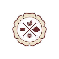 tea icons set with lemon on white background. Vector