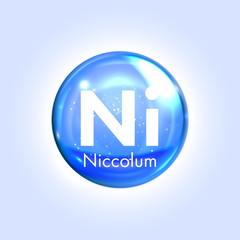 Niccolum mineral blue icon. Vector 3D drop pill capsule