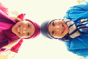 happy boy and girl faces