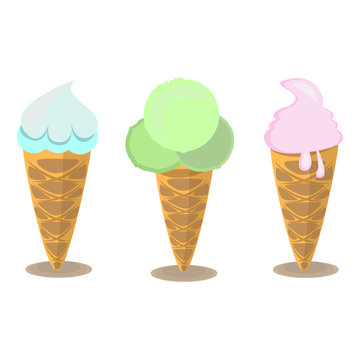 Set of ice cream cones