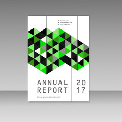 Annual report design with abstract triangles background
