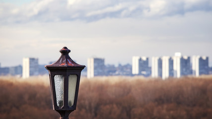 Lantern with new part of Belgrade in the back