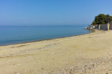Fototapeta na wymiar Panorama of Beach of Skala Kallirachis, Thassos island, East Macedonia and Thrace, Greece 