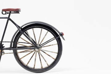 Fototapeta premium Hand made black bicycle model isolated on white backgroundg