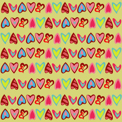 Bright pattern with cute colorful hearts