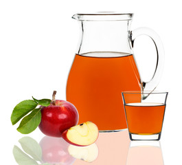 apple juice in a glass and carafe