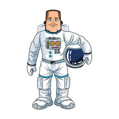 Astronaut man spaceman cosmonaut space cartoon icon. Colorful design. Vector illustration