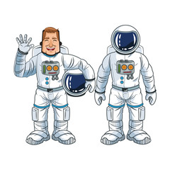 Astronaut man spaceman cosmonaut space cartoon icon. Colorful design. Vector illustration