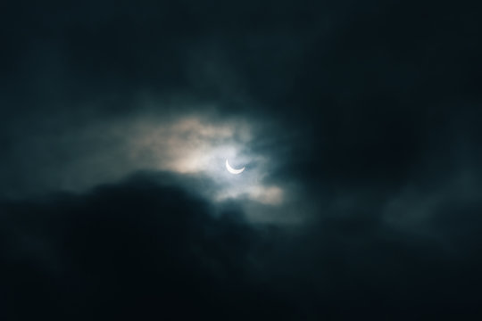 Solar eclipse, black sky