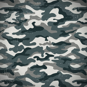 Army camouflage background with grunge effect, vector