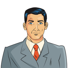 businessman man male suit cartoon pop art comic retro icon. Colorful and isolated design. Vector illustration