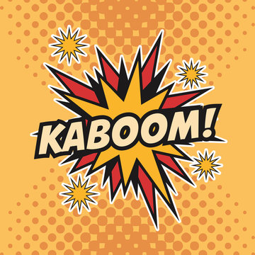 kaboom boom explosion cartoon pop art comic retro communication icon. Colorful pointed design. Vector illustration