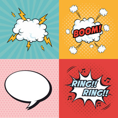 boom bubble ring cloud thunder explosion cartoon pop art comic retro communication icon. Colorful design. Vector illustration