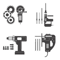 Electrical tools black-and-white
