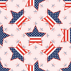 USA patriotic stars seamless pattern on national stars background. American patriotic wallpaper with USA patriotic stars. Grid pattern vector illustration.