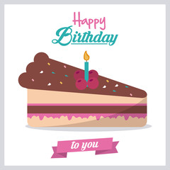cake candle happy birthday celebration party icon. Colorful design. Vector illustration