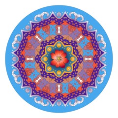 Mandala ornament with beautiful flower. Hand drawn decorative round pattern. Vector illustration.