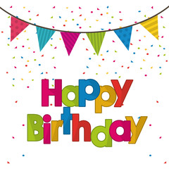 pennants happy birthday celebration party icon. Colorful design. Vector illustration