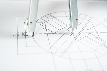 Compass on a technical drawing