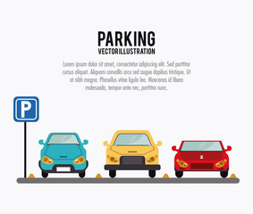 car vehicle auto parking zone park space road sign street icon. Colorful and flat design. Vector illustration