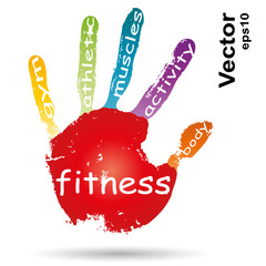 Vector conceptual children painted hand print word cloud