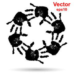 Vector black onceptual children painted hand print isolated