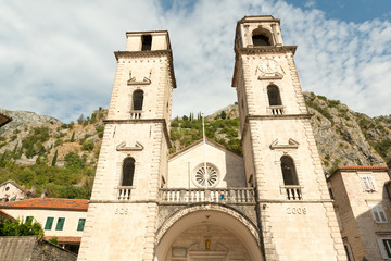 Fototapeta na wymiar Roman Catholic Cathedral of Saint Tryphon in medieval Kotor, Montenegro
