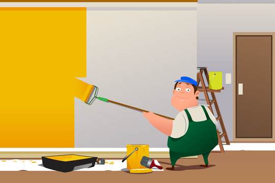 Man Painting a Wall