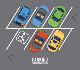 car vehicle auto parking zone park space road sign street icon. Colorful and flat design. Vector illustration - obrazy, fototapety, plakaty