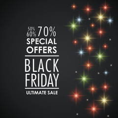 shiny black friday sale offers shopping icon. Black white design. Vector illustration