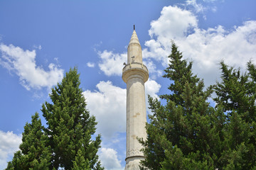 Fototapeta na wymiar A view of the Carsijska Mosque in Stolac, southern Bosnia 