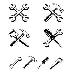 different tools silhouette icon