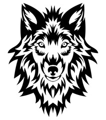 Beautiful wolf tattoo.Vector wolf's head as a design element on isolated background