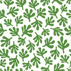 Abstract leaf textured background. Seamless pattern with green leaves