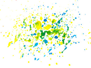 Abstract blue, green and yellow watercolor background