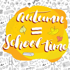 Back to School lettering quote, vector illustration.