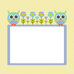 Vector spring greeting card, frame on the topic of children.