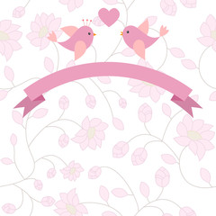 Vector card to a romantic theme with a couple of love birds.