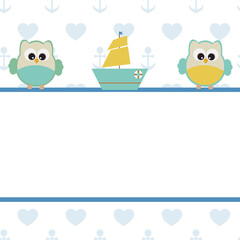 Vector postcard frame child theme with owls.