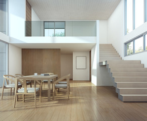 Fototapeta na wymiar Meeting and dining room in modern house - 3d rendering