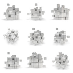 Abstract 3d cubes. set